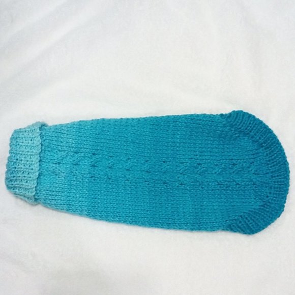 Hand Crafted Knit Turquoise Pet Jacket Fur Baby Clothes Cat Dog Sweater Coat - Picture 5 of 9